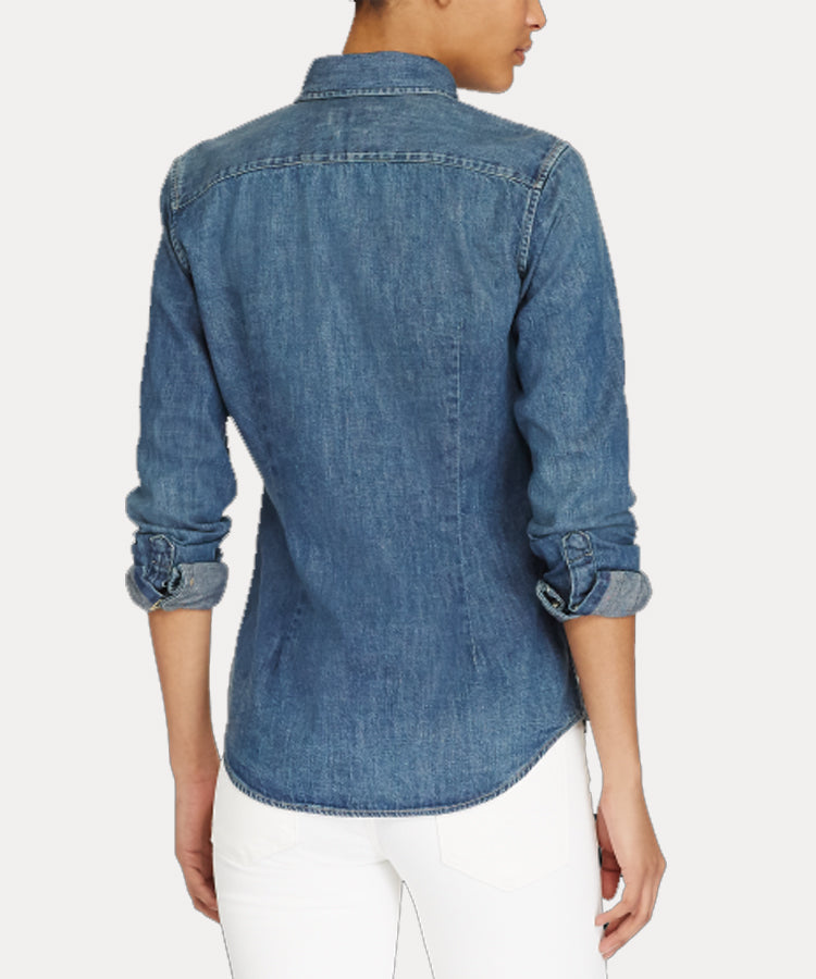 Long sleeved washed denim shirt, casual slim fit jacket E1289