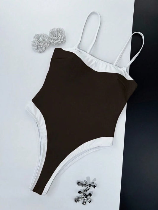 One piece swimsuit solid color beach E1264
