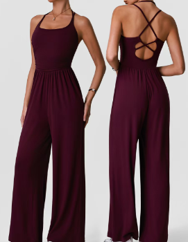 Strap hanging neck European yoga suit jumpsuit for sports and leisure E1145