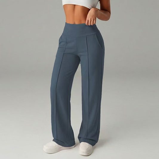 Drawstring tied solid color casual pants E1270