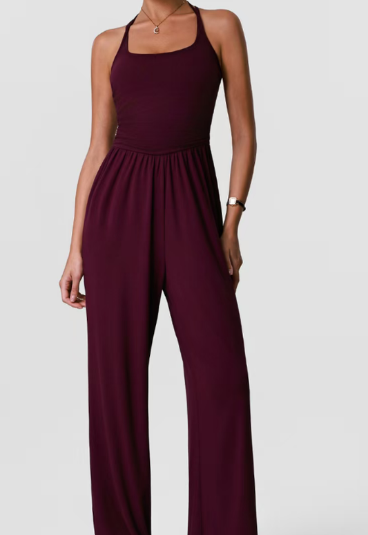 Strap hanging neck European yoga suit jumpsuit for sports and leisure E1145