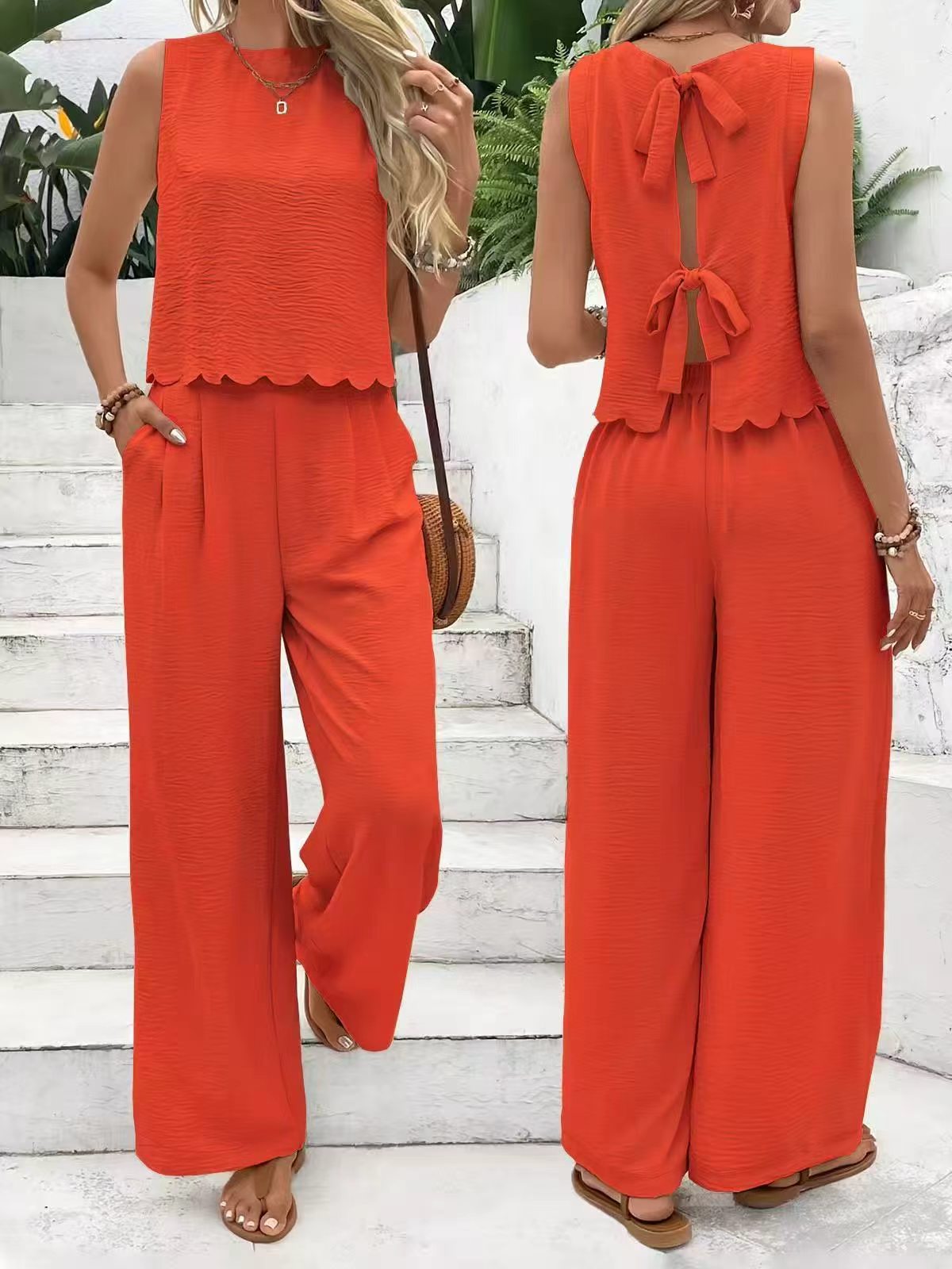 Sleeveless vest casual pants set  E1361