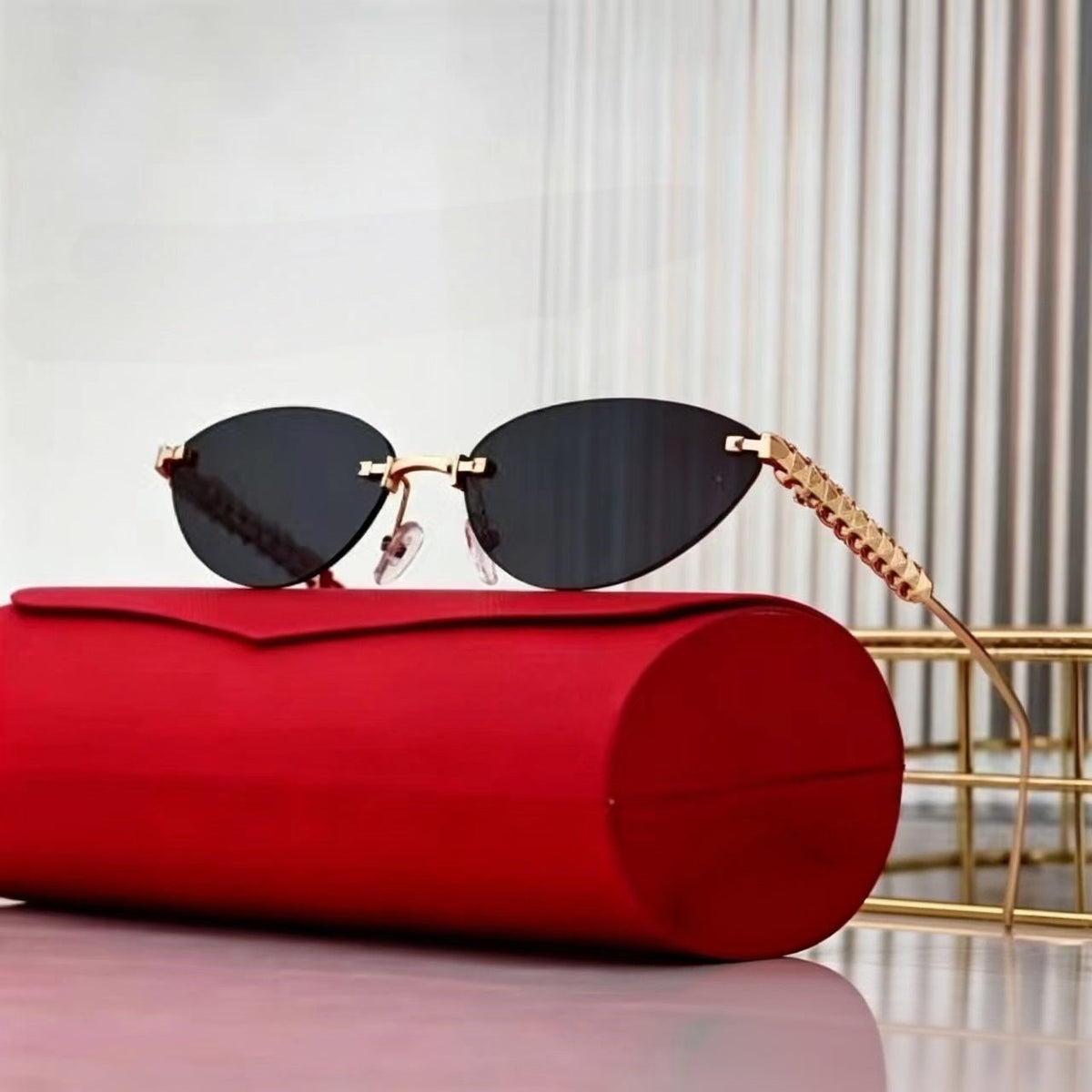 Borderless cat eyes popular sunglasses   E1240