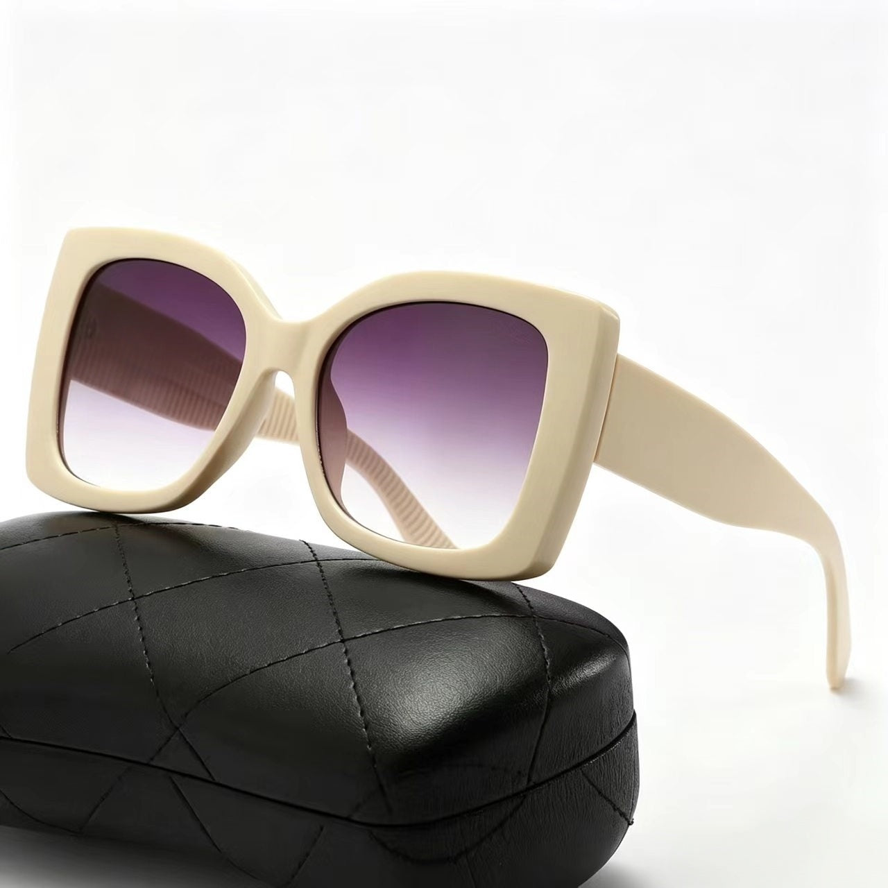 Wide leg sunglasses, square blackout glasses E1325