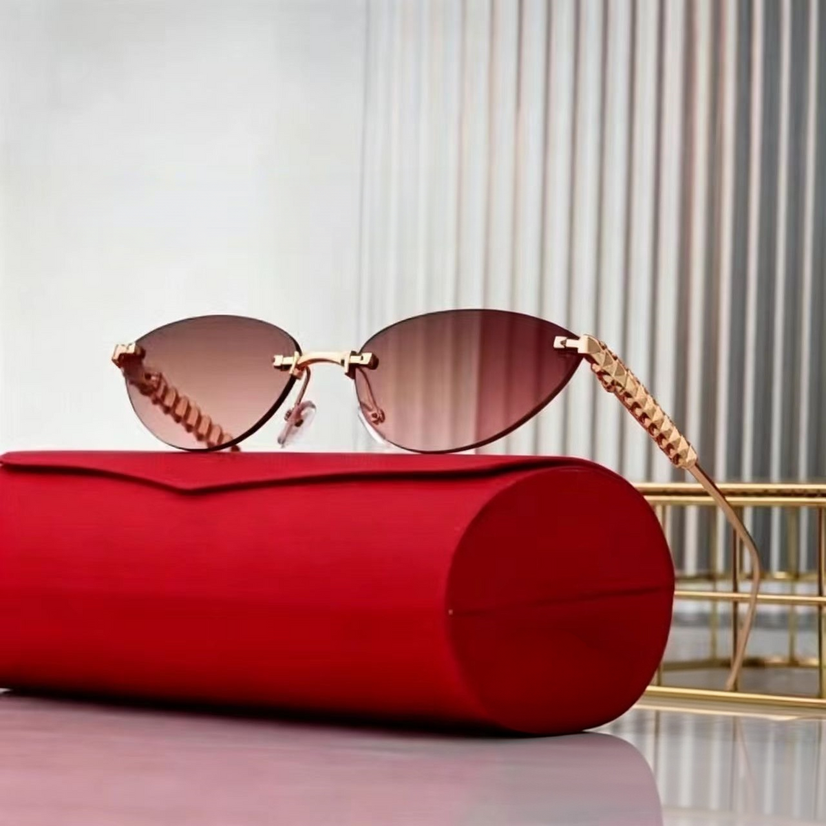 Borderless cat eyes popular sunglasses   E1240