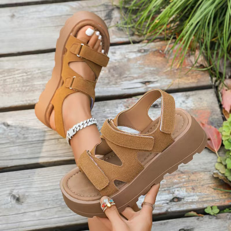 Retro sandals with summer height increase and thick sole  E1032