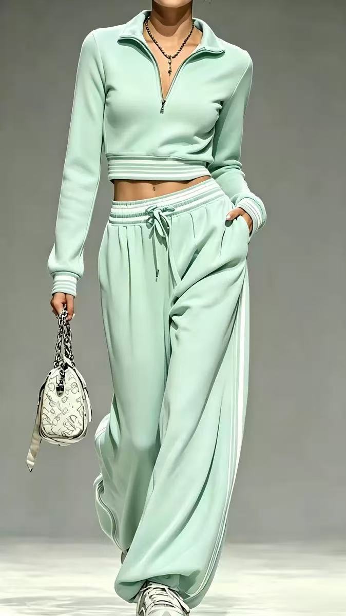 Leisure sports semi cardigan autumn set  E1451