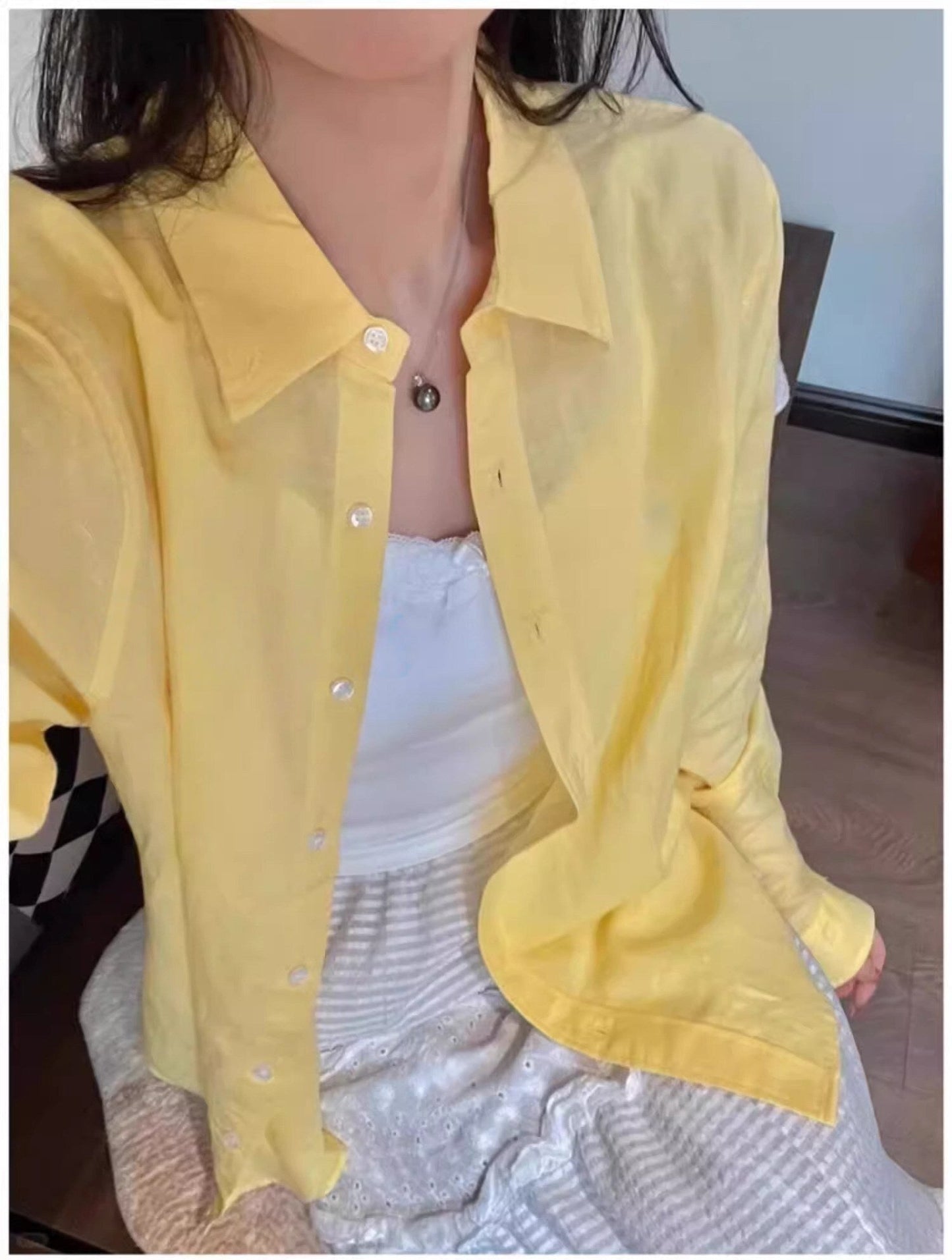 Women's long loose casual shirt E875