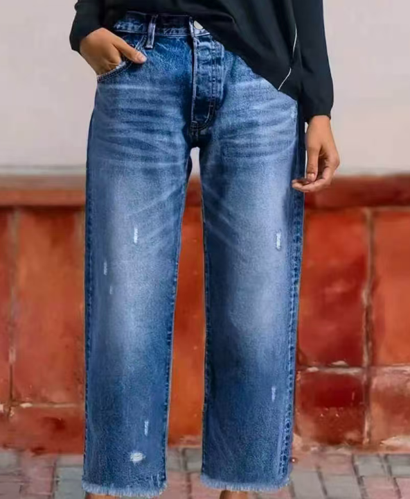 Wide leg loose casual denim pants E1347