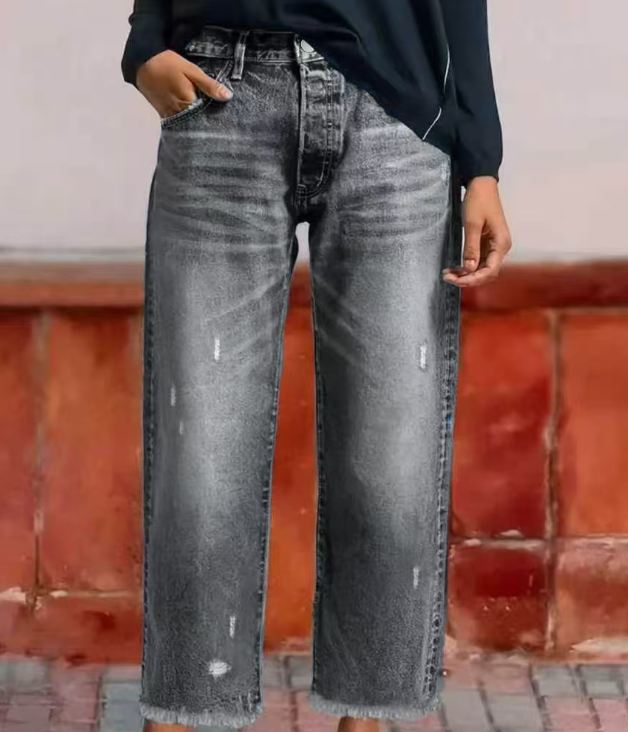 Wide leg loose casual denim pants E1347