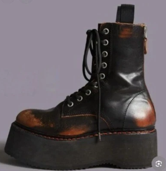 Thick soled women's lace up boots   E854