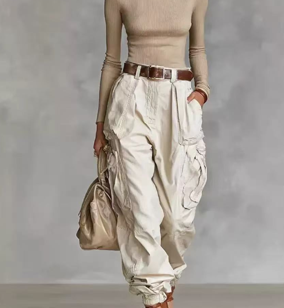 Work pants with wide legs and versatile pants  E1373