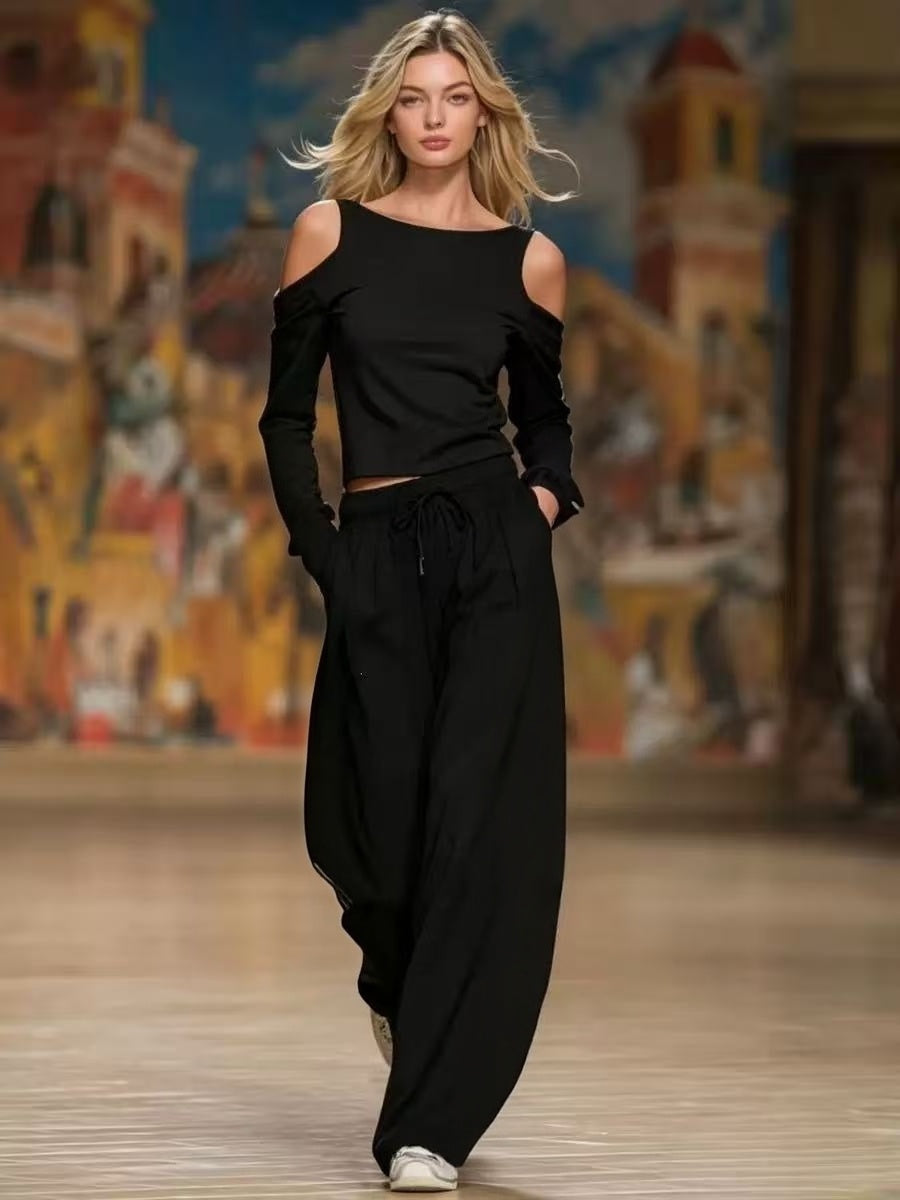 Casual Fashion Pants Off Shoulder Set  E1449