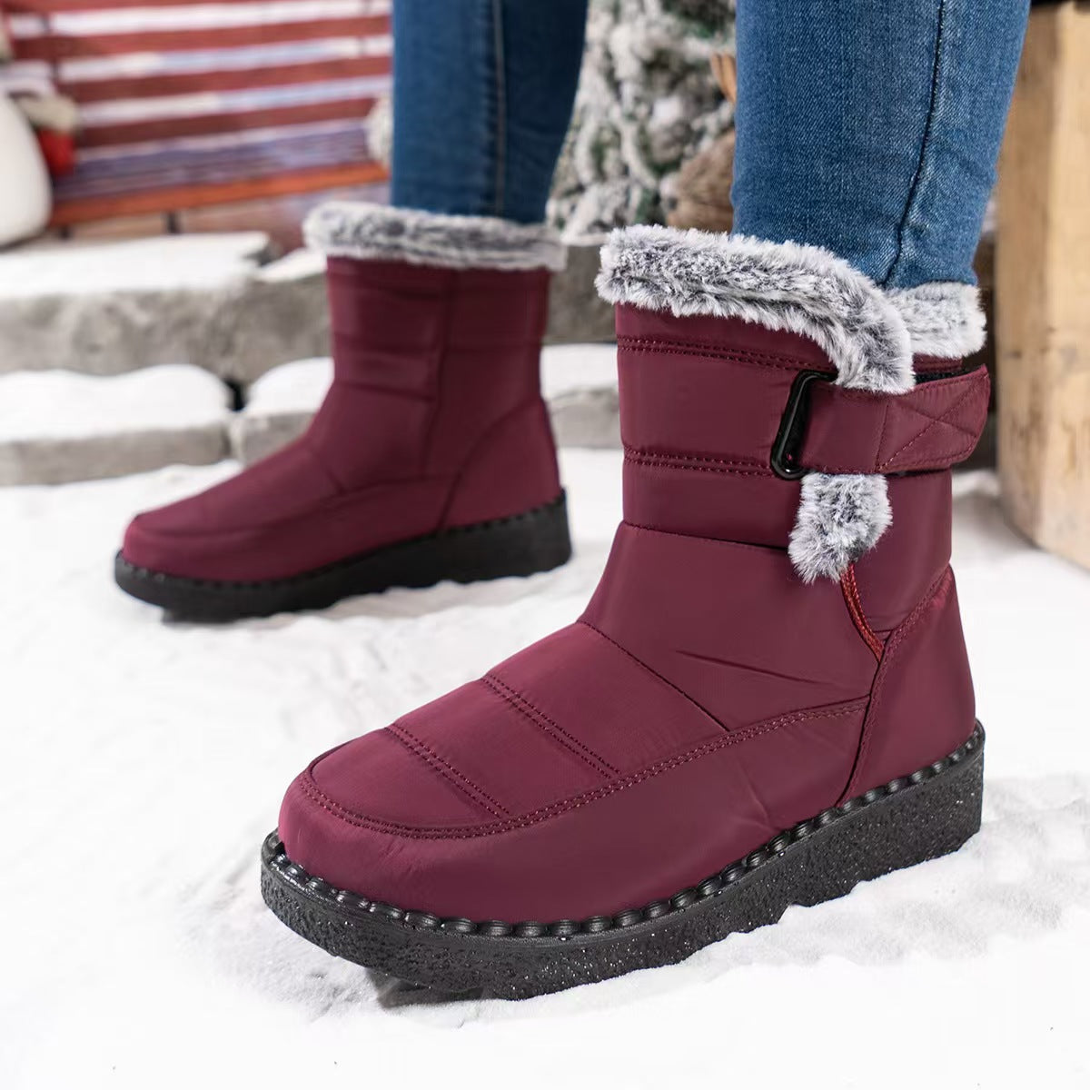 Popular high top snow boots with fleece   E259