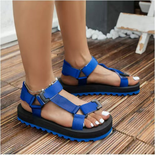 Thick soled Velcro refreshing and breathable women's sandals E1293