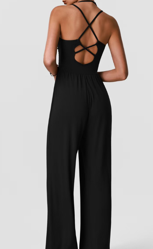 Strap hanging neck European yoga suit jumpsuit for sports and leisure E1145