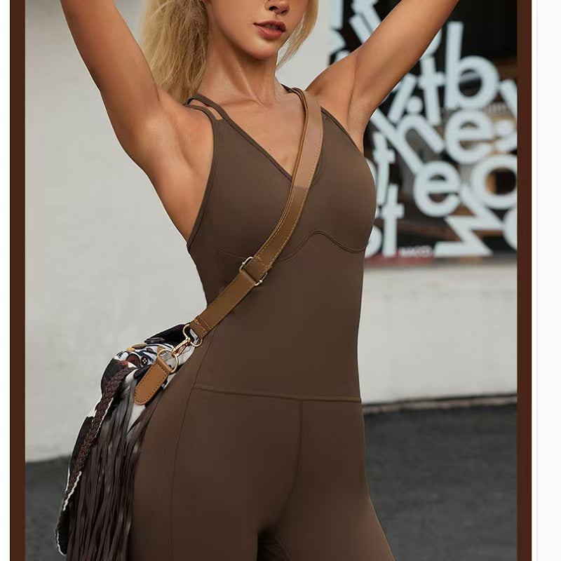 One piece yoga clothing set, one-piece sports tight running suit E993