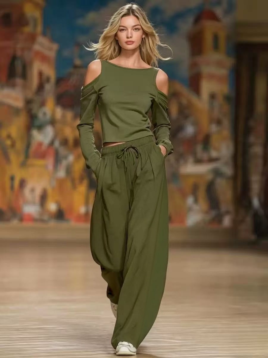 Casual Fashion Pants Off Shoulder Set  E1449