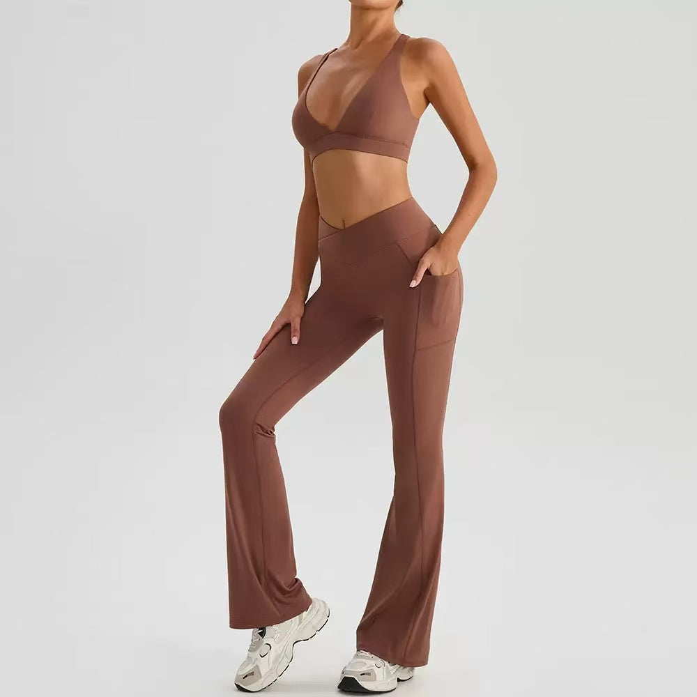 Yoga set, beautiful back, outdoor running, fitness clothing  E1371