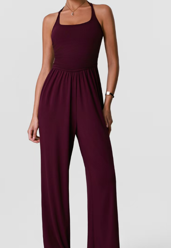 Strap hanging neck European yoga suit jumpsuit for sports and leisure E1145